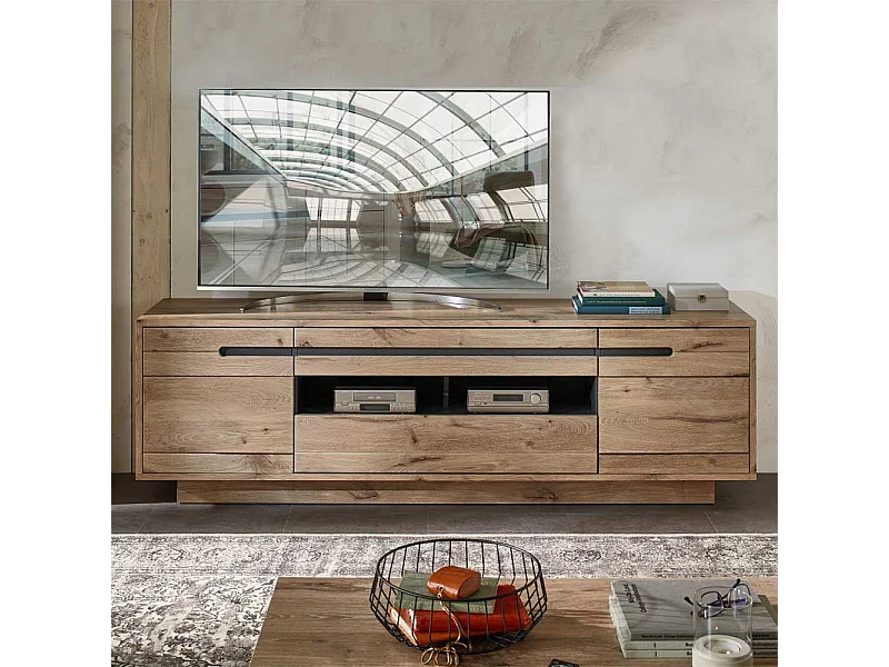 TV Möbel Holzoptik Wildeiche in modernem Design 205 cm breit