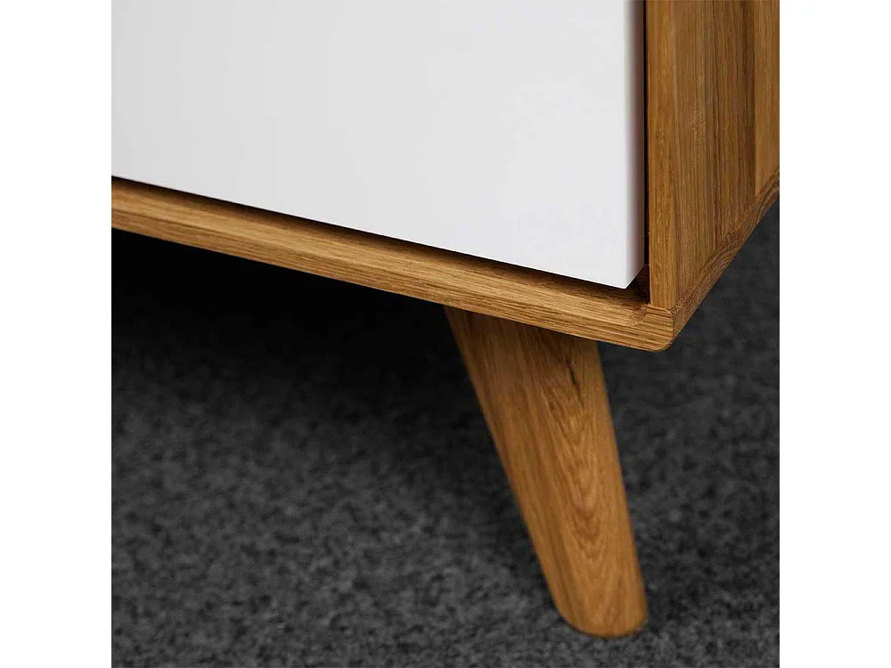 TV Lowboard in Weiß und Wildeiche 180 cm breit