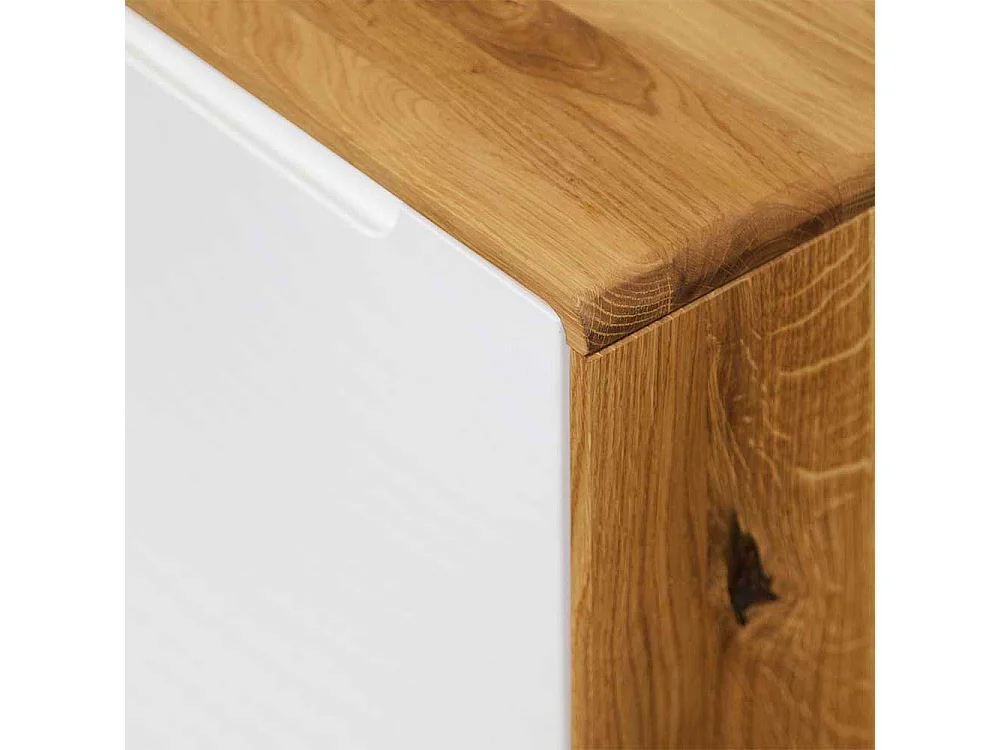 TV Lowboard in Weiß und Wildeiche 180 cm breit