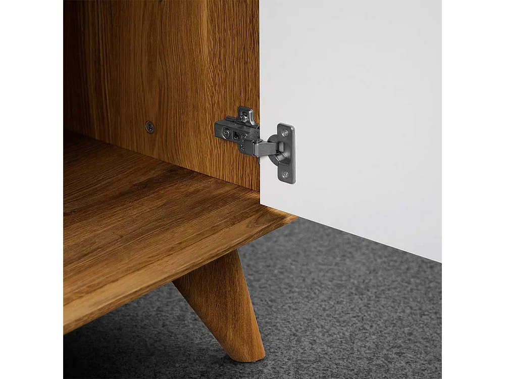 TV Lowboard in Weiß und Wildeiche 180 cm breit