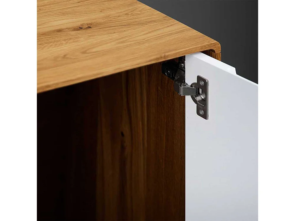 TV Lowboard in Weiß und Wildeiche 180 cm breit
