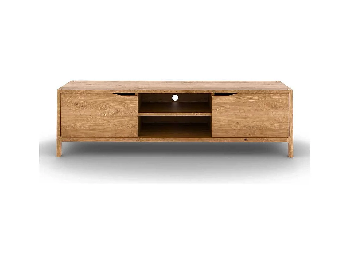 TV Board Lowboard aus Wildeiche Massivholz mit zwei offenen Fächern