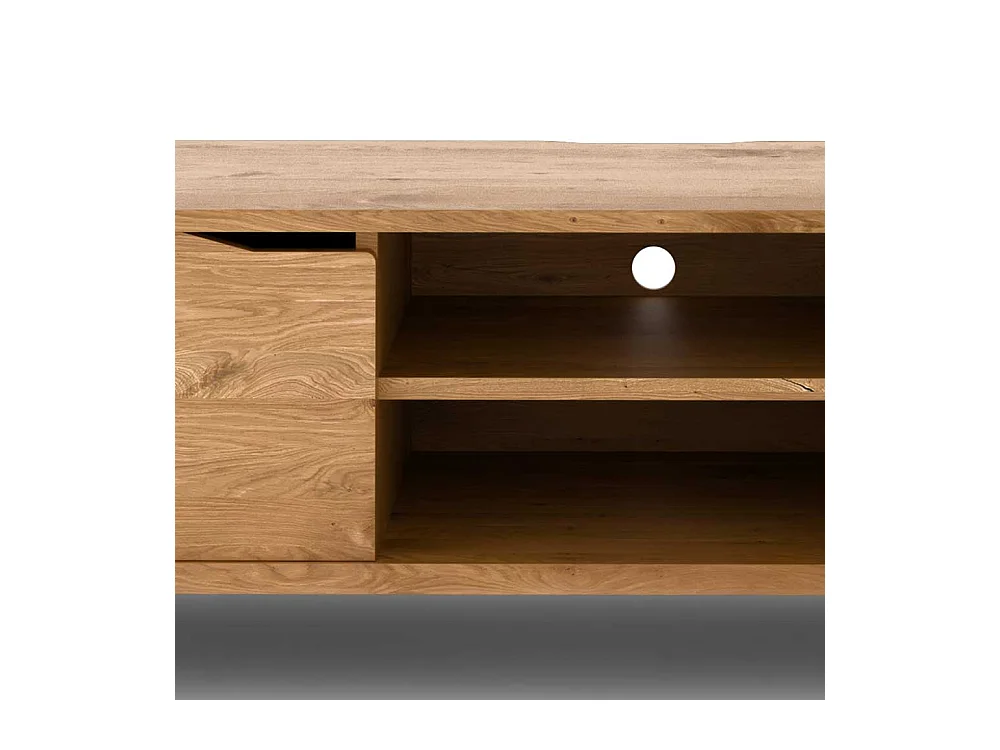 TV Board Lowboard aus Wildeiche Massivholz mit zwei offenen Fächern