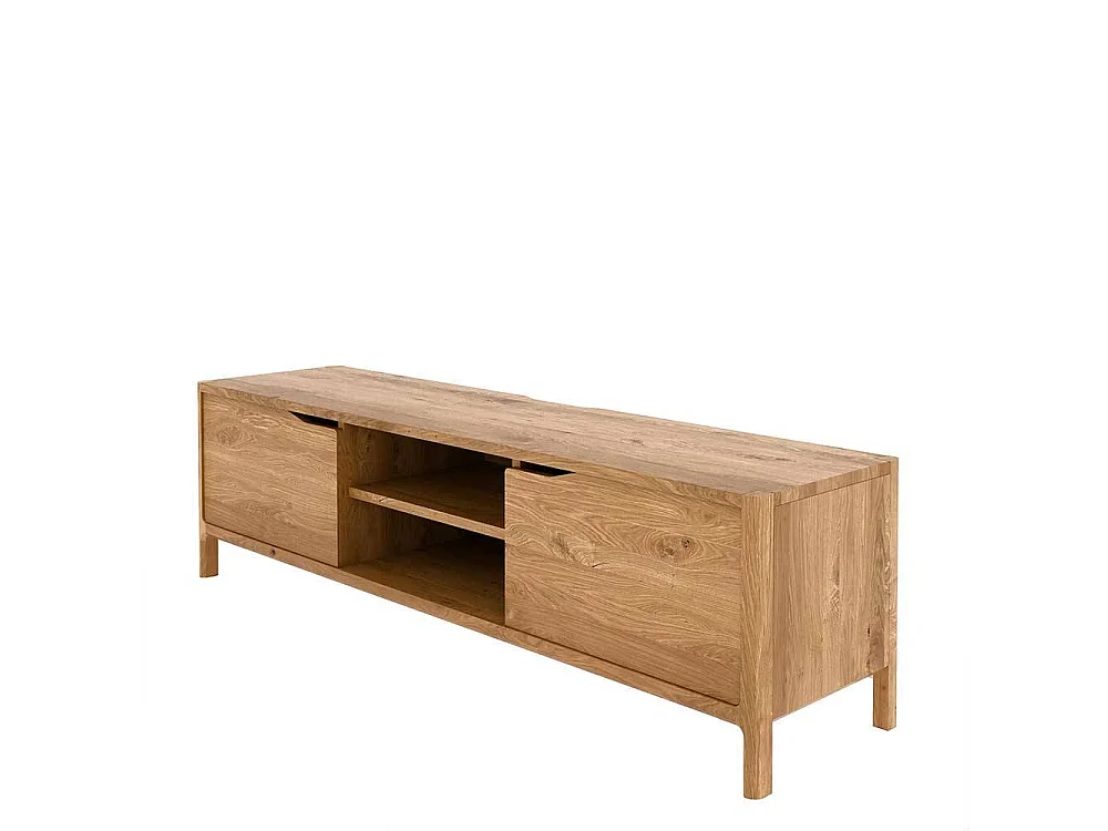 TV Board Lowboard aus Wildeiche Massivholz mit zwei offenen Fächern