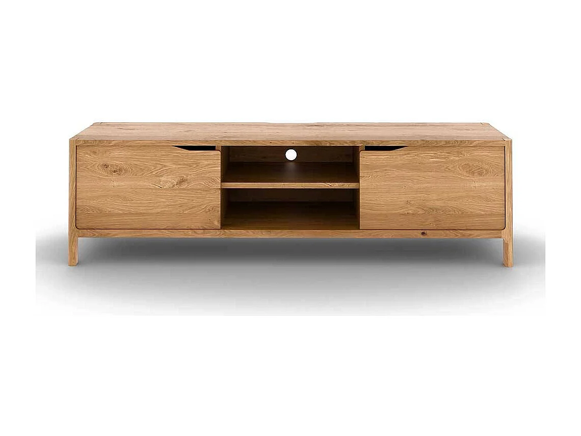 TV Board Lowboard aus Wildeiche Massivholz mit zwei offenen Fächern