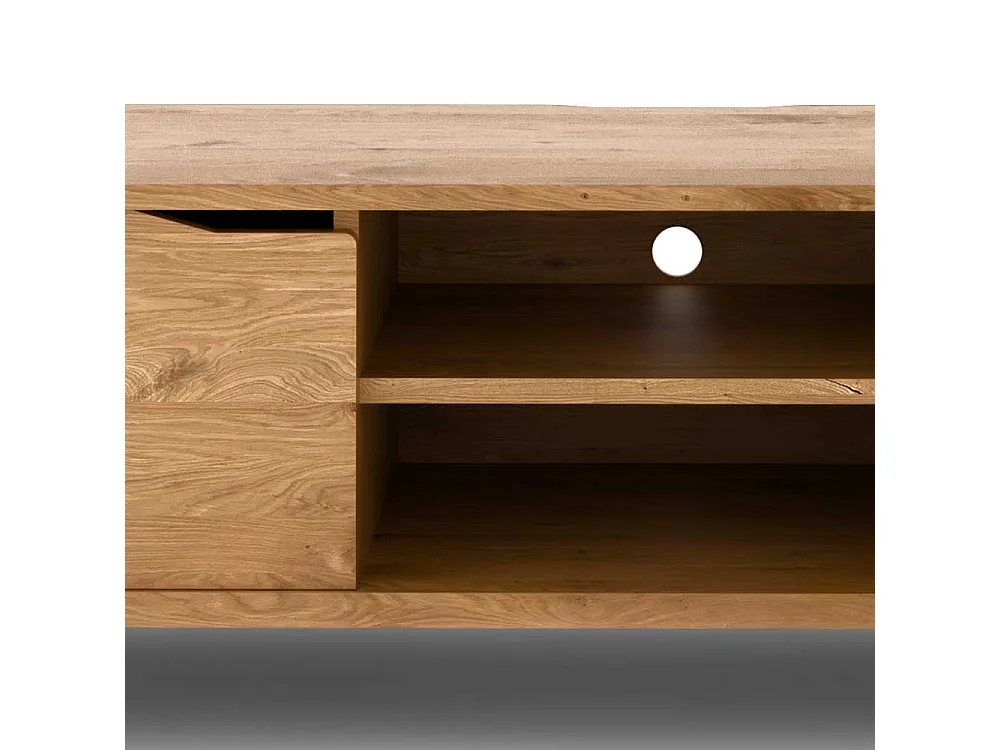 TV Board Lowboard aus Wildeiche Massivholz mit zwei offenen Fächern