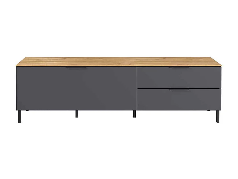 Fernsehmöbel Dunkelgrau und Wildeichefarben 2 Schubladen 1 Klappe