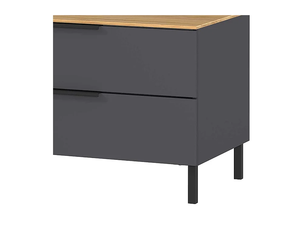 Fernsehmöbel Dunkelgrau und Wildeichefarben 2 Schubladen 1 Klappe