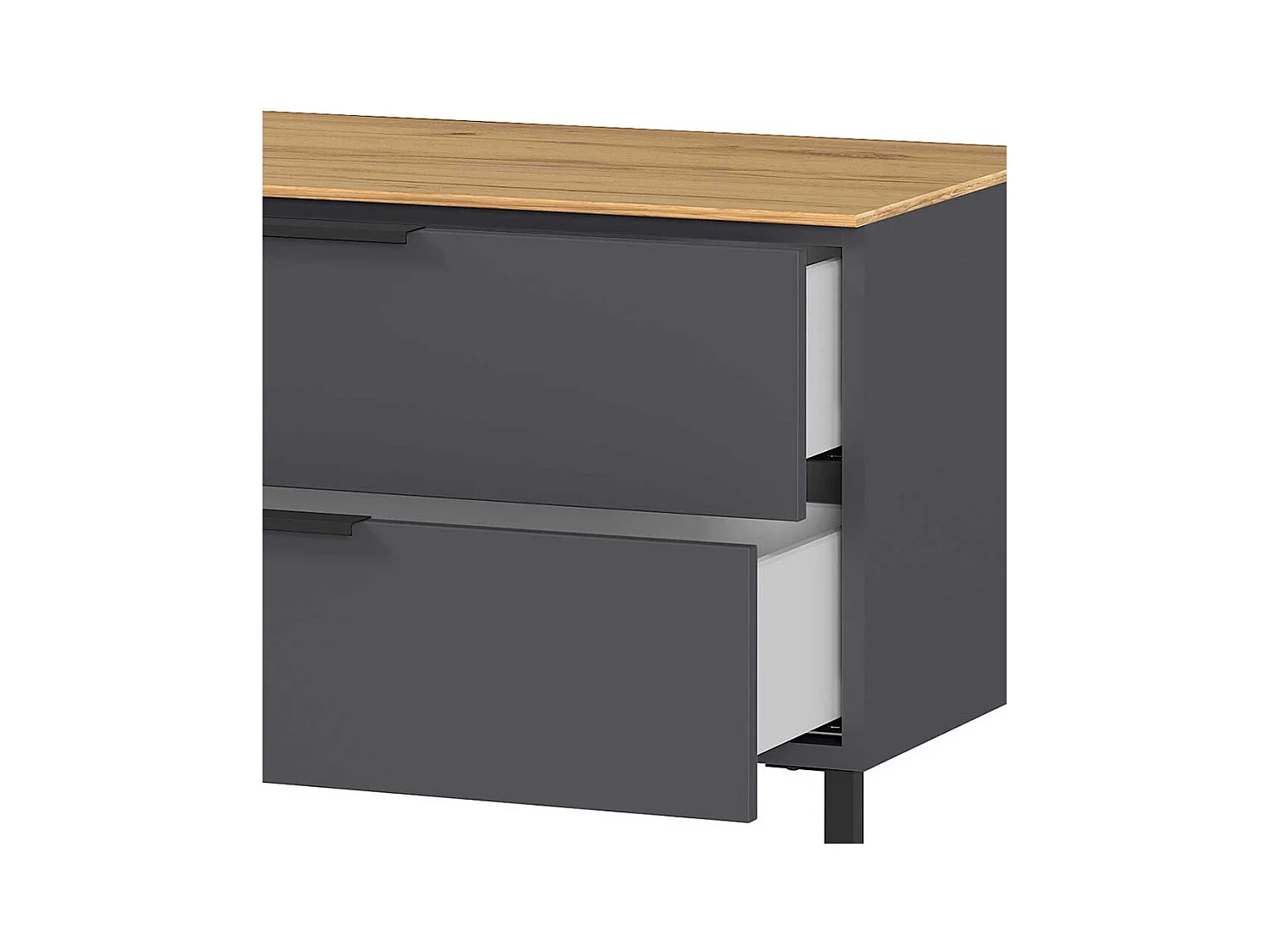 Fernsehmöbel Dunkelgrau und Wildeichefarben 2 Schubladen 1 Klappe