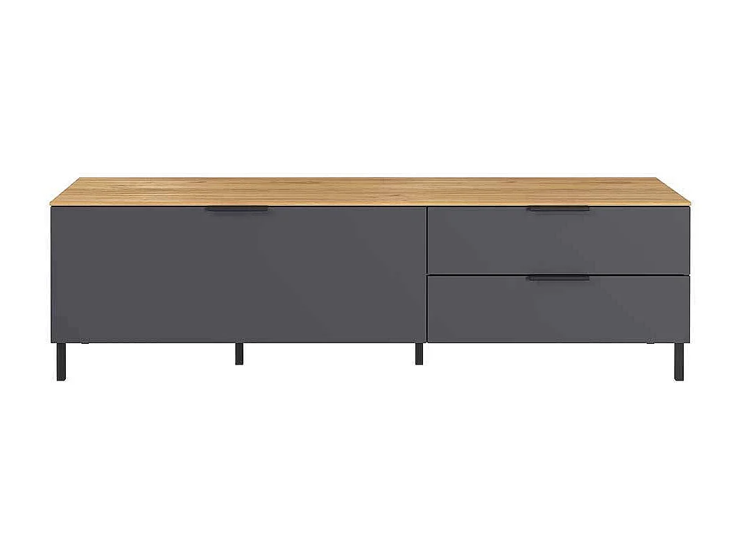 Fernsehmöbel Dunkelgrau und Wildeichefarben 2 Schubladen 1 Klappe