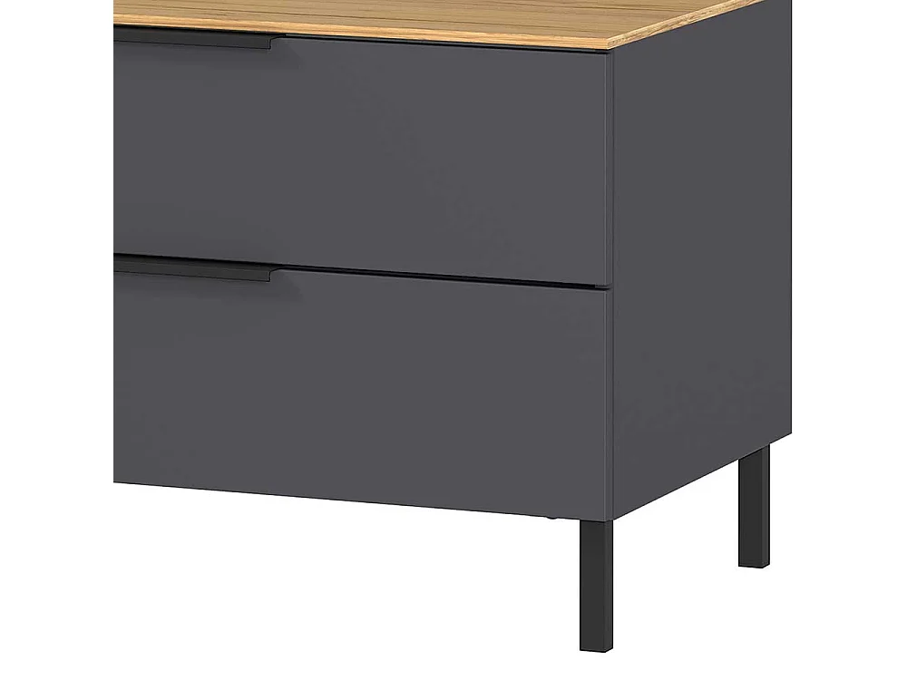 Fernsehmöbel Dunkelgrau und Wildeichefarben 2 Schubladen 1 Klappe