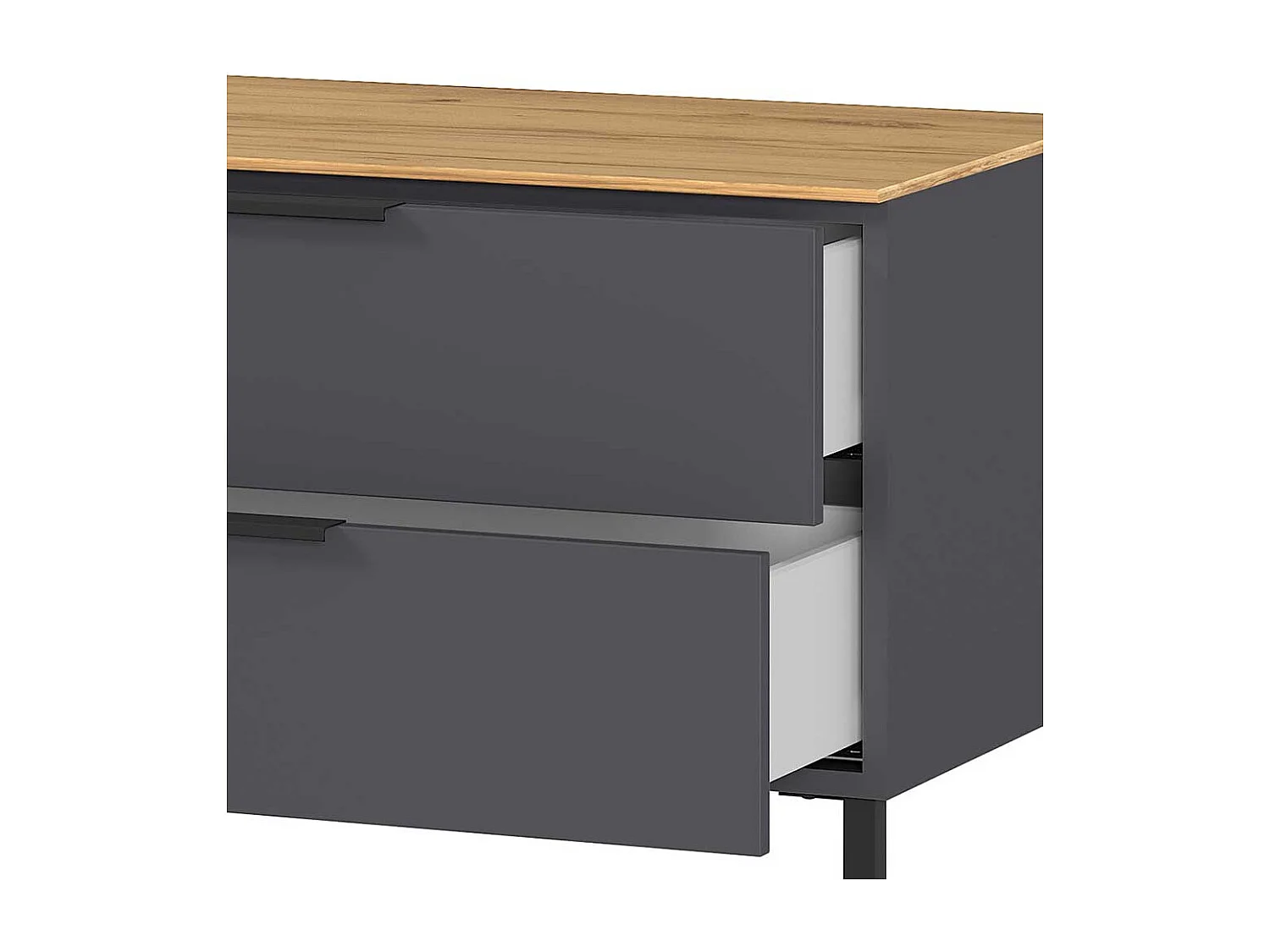 Fernsehmöbel Dunkelgrau und Wildeichefarben 2 Schubladen 1 Klappe