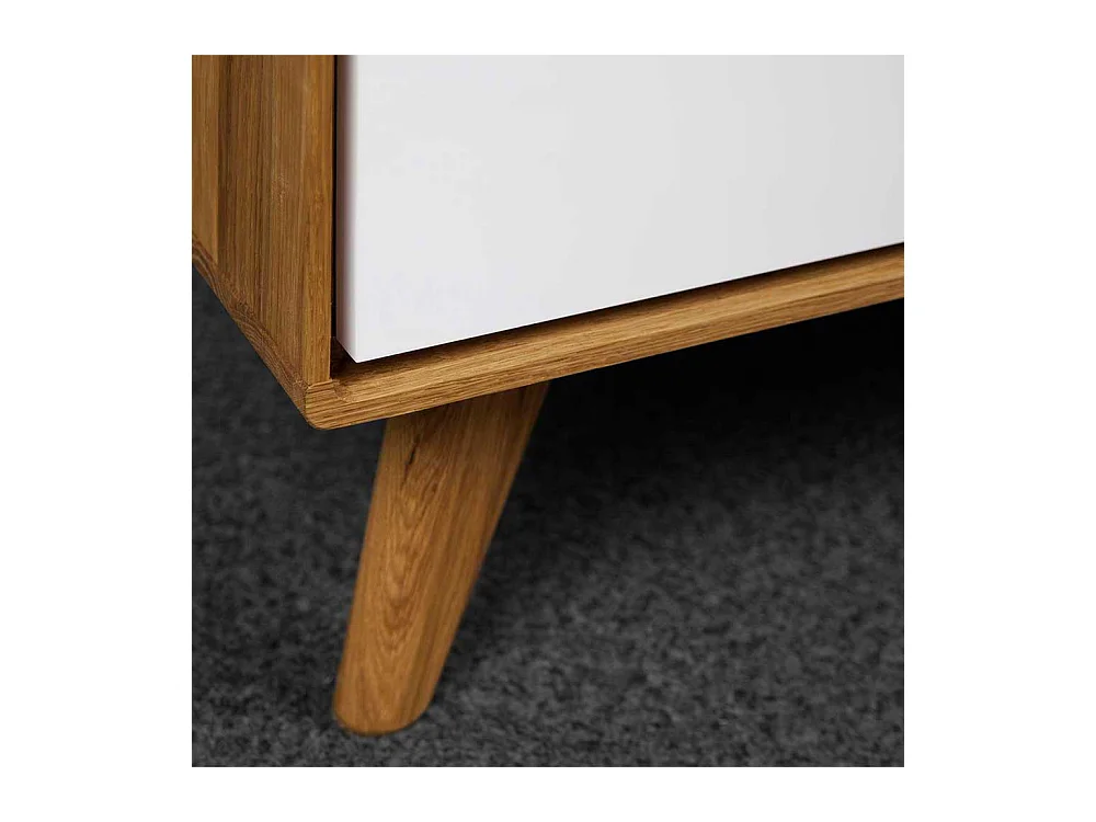 TV Board in Weiß und Wildeiche 180 cm breit