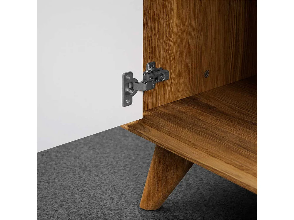 TV Board in Weiß und Wildeiche 180 cm breit