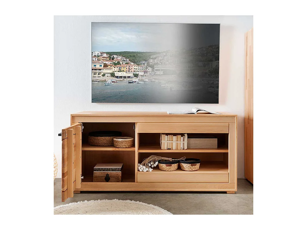 TV Lowboard Kernbuche aus Massivholz 130 cm breit - 62 cm hoch