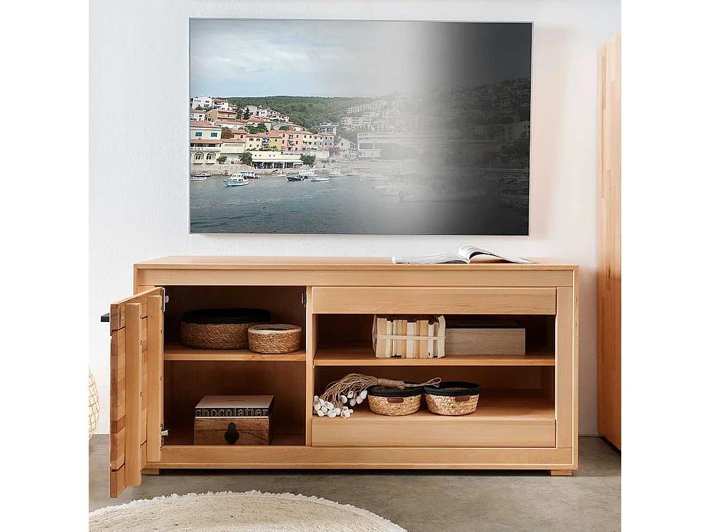 TV Lowboard Kernbuche aus Massivholz 130 cm breit - 62 cm hoch