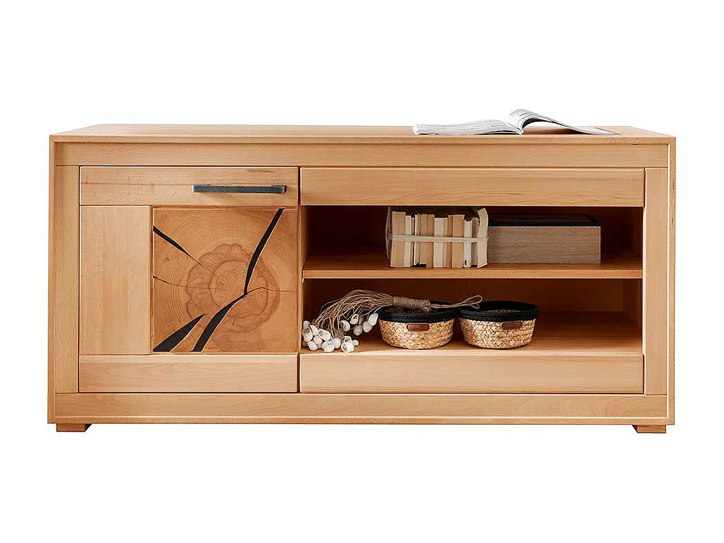 TV Lowboard Kernbuche aus Massivholz 130 cm breit - 62 cm hoch