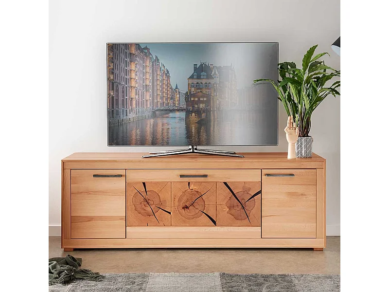 Fernsehmöbel Kernbuche geölt aus Massivholz Klappe und Türen