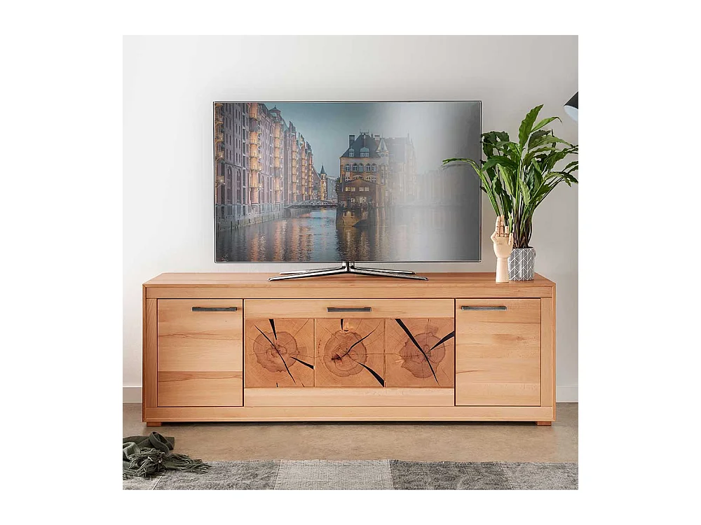 Fernsehmöbel Kernbuche geölt aus Massivholz Klappe und Türen