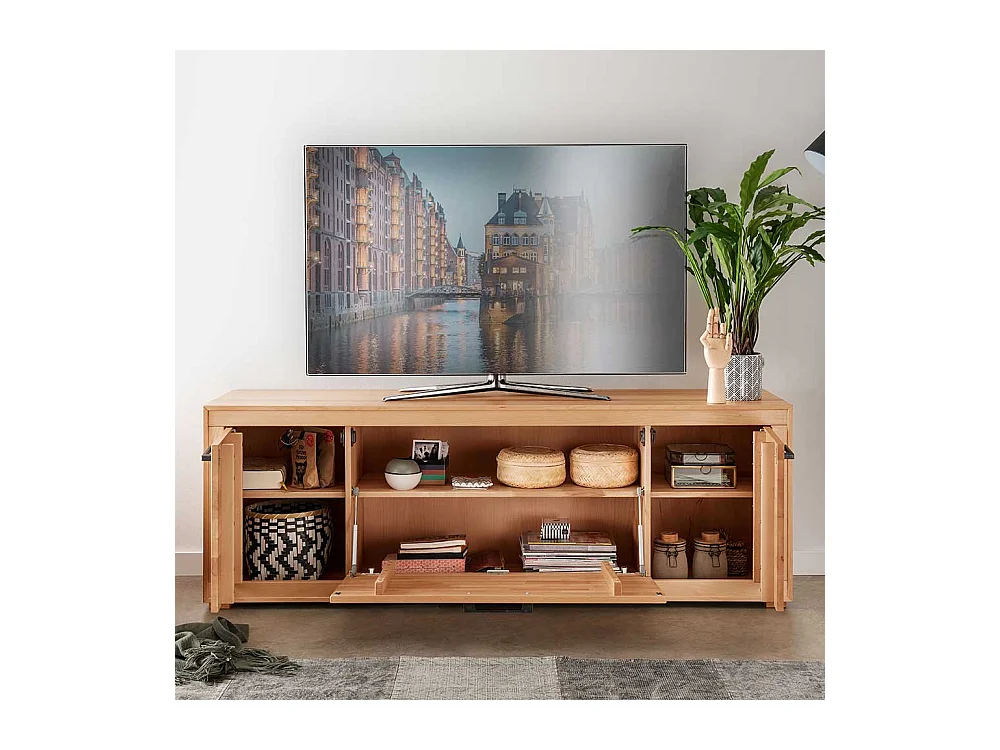 Fernsehmöbel Kernbuche geölt aus Massivholz Klappe und Türen