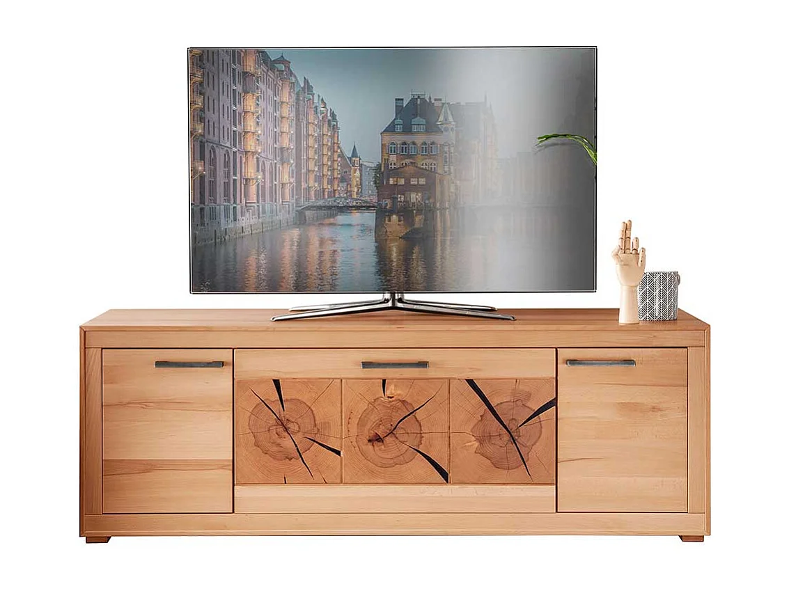 Fernsehmöbel Kernbuche geölt aus Massivholz Klappe und Türen