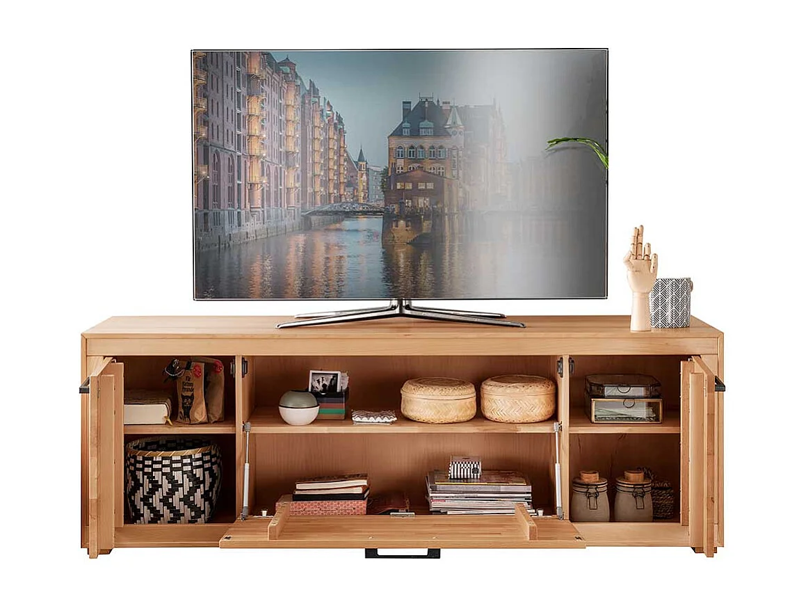 Fernsehmöbel Kernbuche geölt aus Massivholz Klappe und Türen