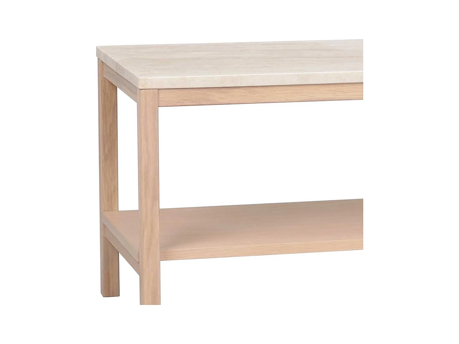 Lowboard in Holz White Wash und Marmorplatte in Beige 45 cm hoch