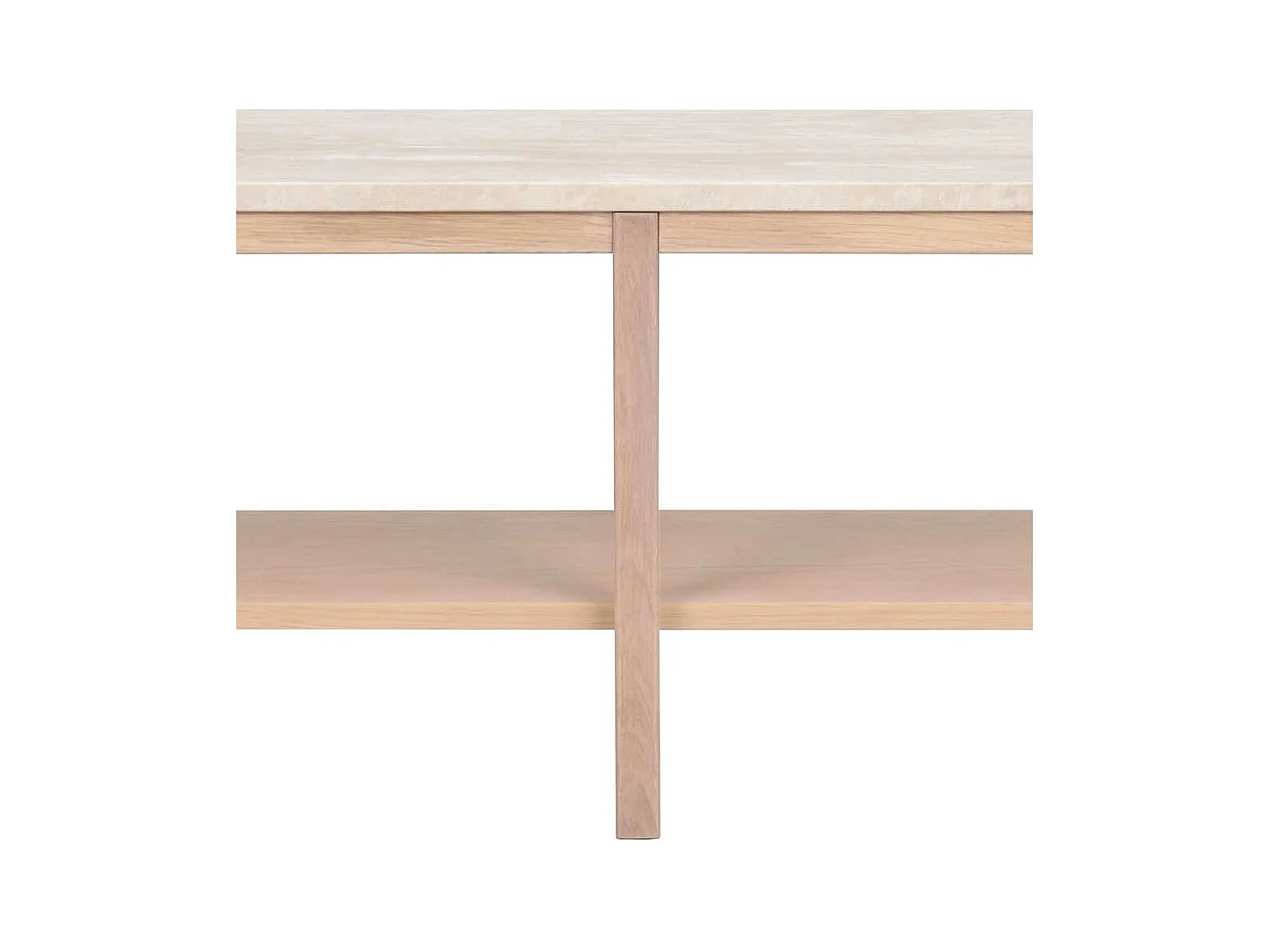 Lowboard in Holz White Wash und Marmorplatte in Beige 45 cm hoch