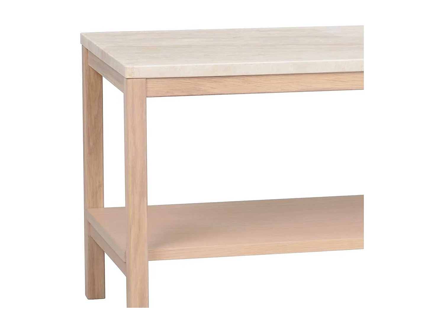 Lowboard in Holz White Wash und Marmorplatte in Beige 45 cm hoch