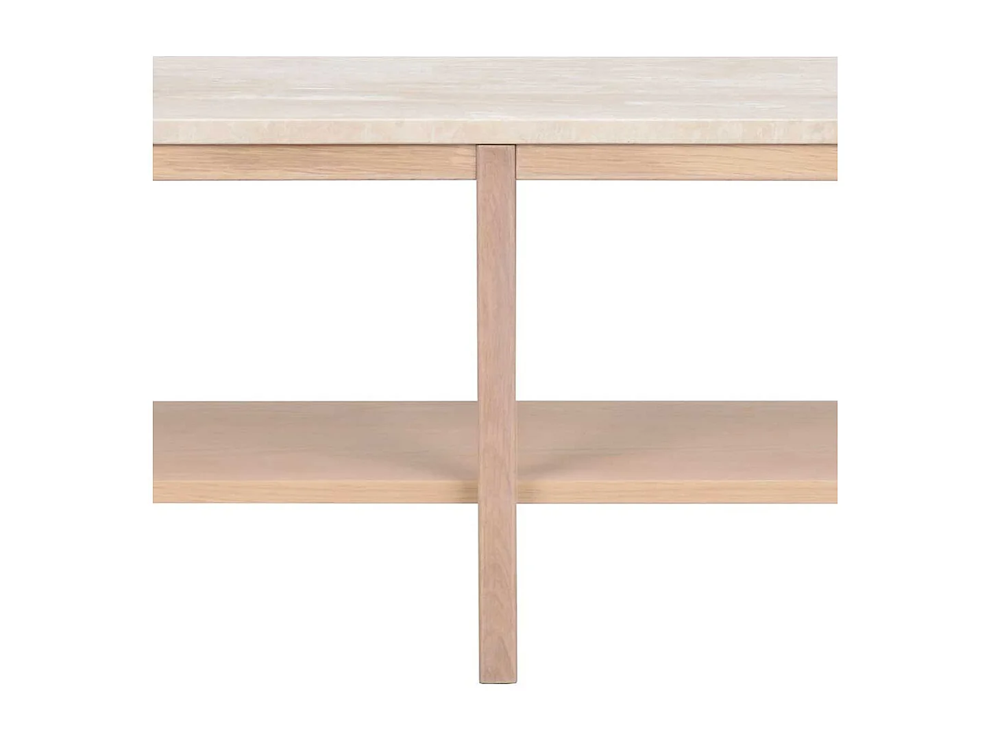 Lowboard in Holz White Wash und Marmorplatte in Beige 45 cm hoch