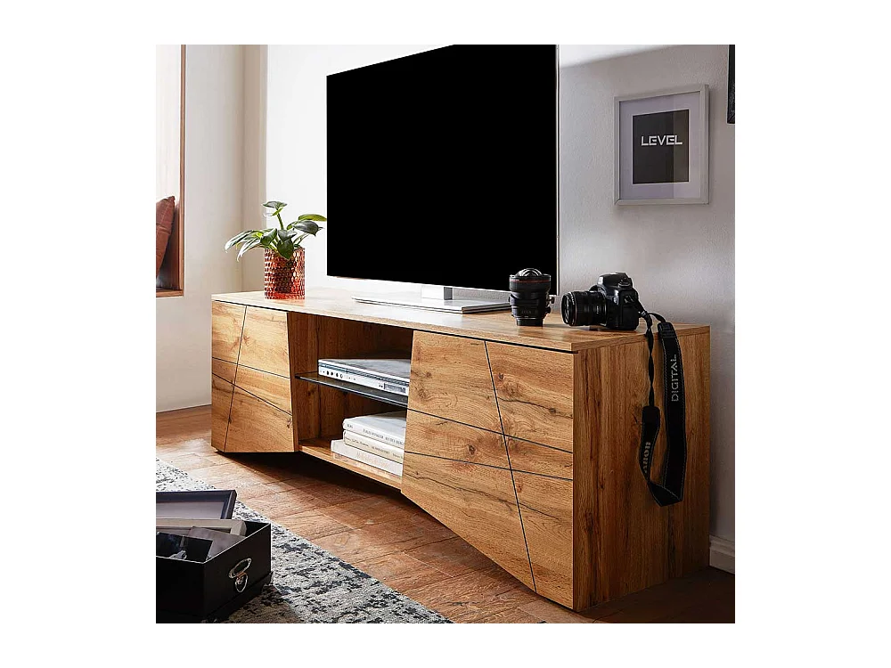 Modernes TV Lowboard in Eichefarben 160 cm breit