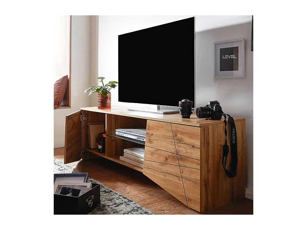 Modernes TV Lowboard in Eichefarben 160 cm breit