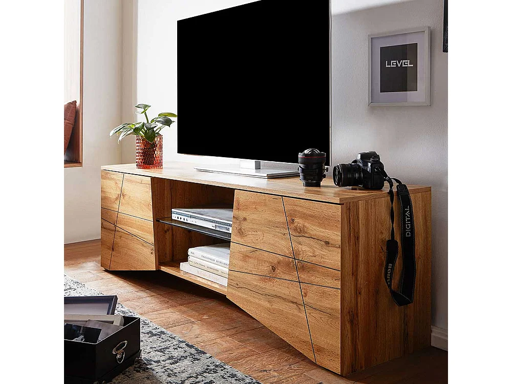 Modernes TV Lowboard in Eichefarben 160 cm breit