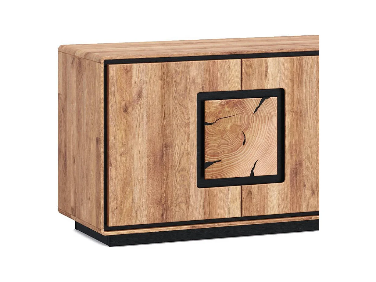 TV Board TV Schrank mit Hirnholz Applikation aus Wildeiche Massivholz