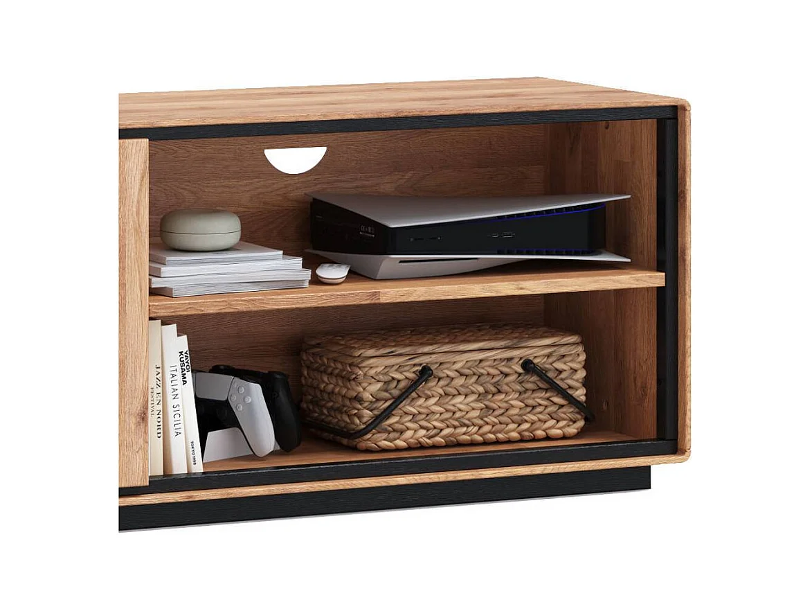 TV Board TV Schrank mit Hirnholz Applikation aus Wildeiche Massivholz