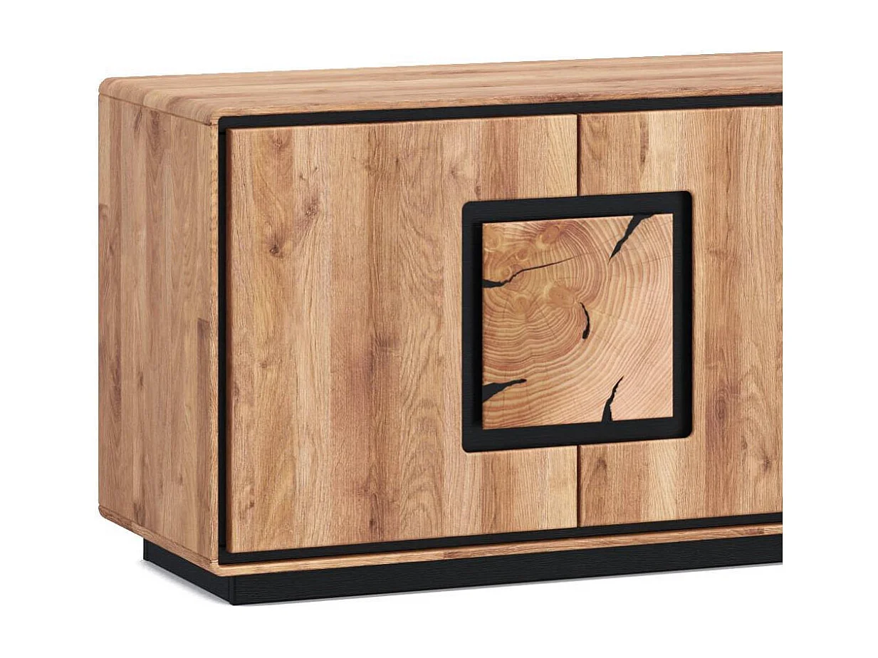 TV Board TV Schrank mit Hirnholz Applikation aus Wildeiche Massivholz