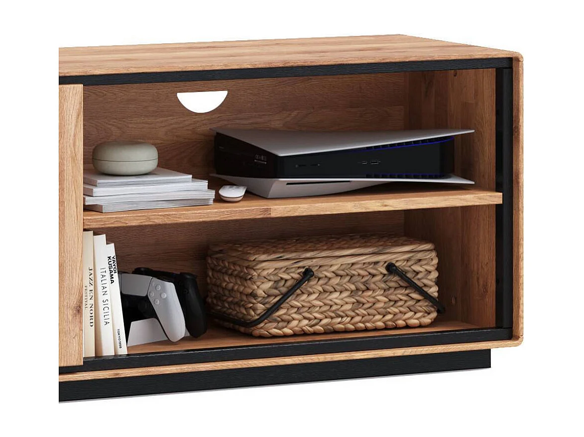 TV Board TV Schrank mit Hirnholz Applikation aus Wildeiche Massivholz