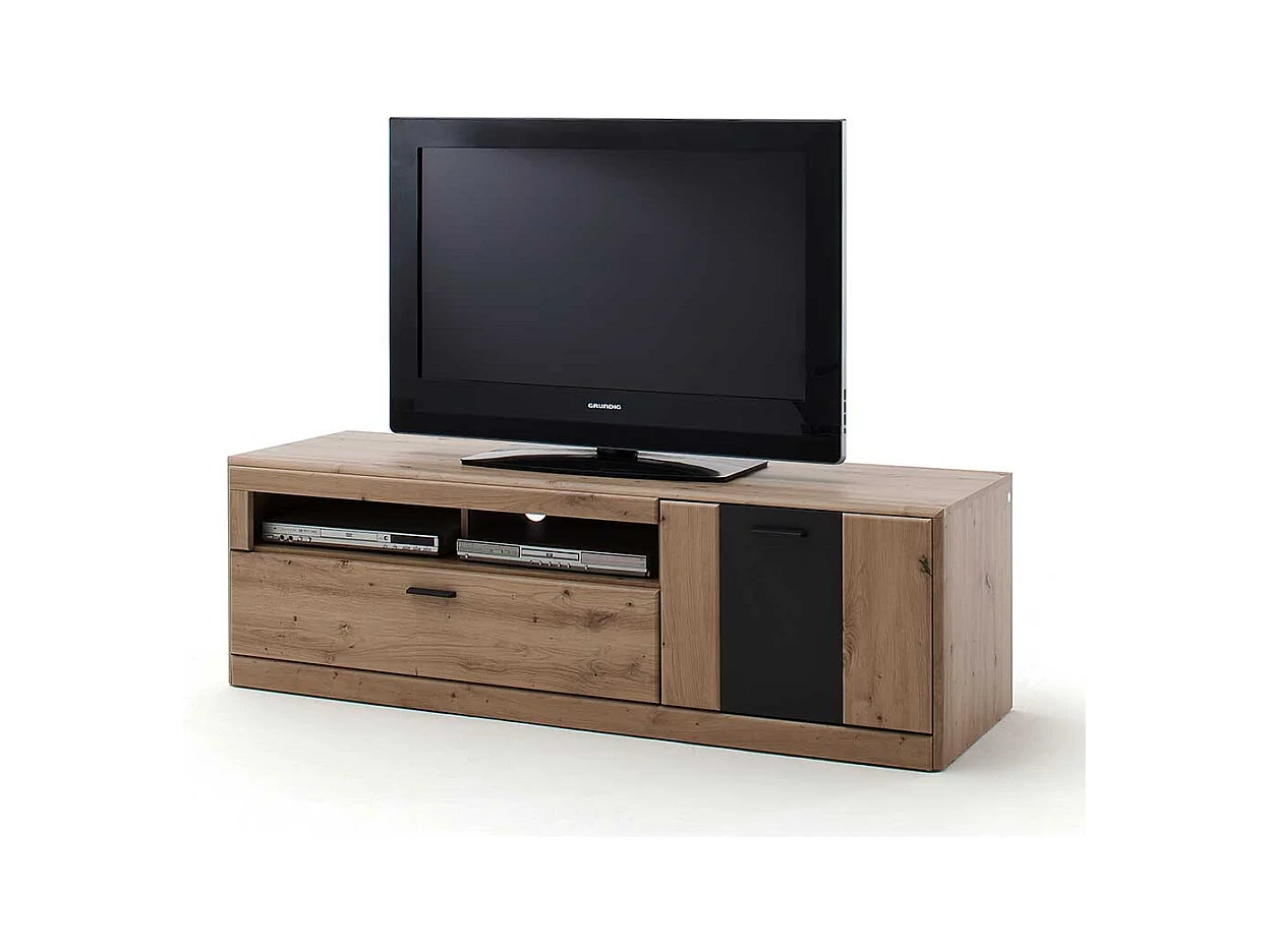 Fernseher Schrank in Eiche Optik und Dunkelgrau einer Schublade