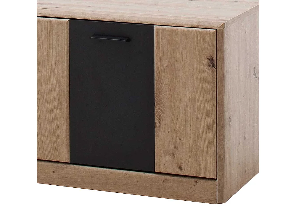 Fernseher Schrank in Eiche Optik und Dunkelgrau einer Schublade