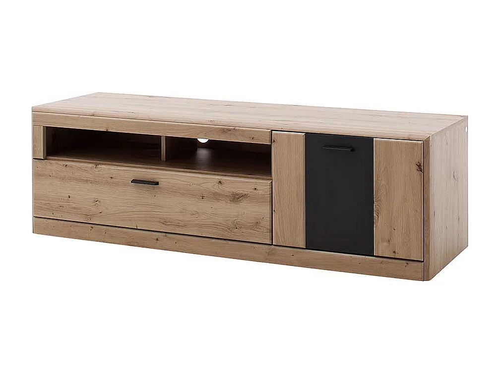 Fernseher Schrank in Eiche Optik und Dunkelgrau einer Schublade