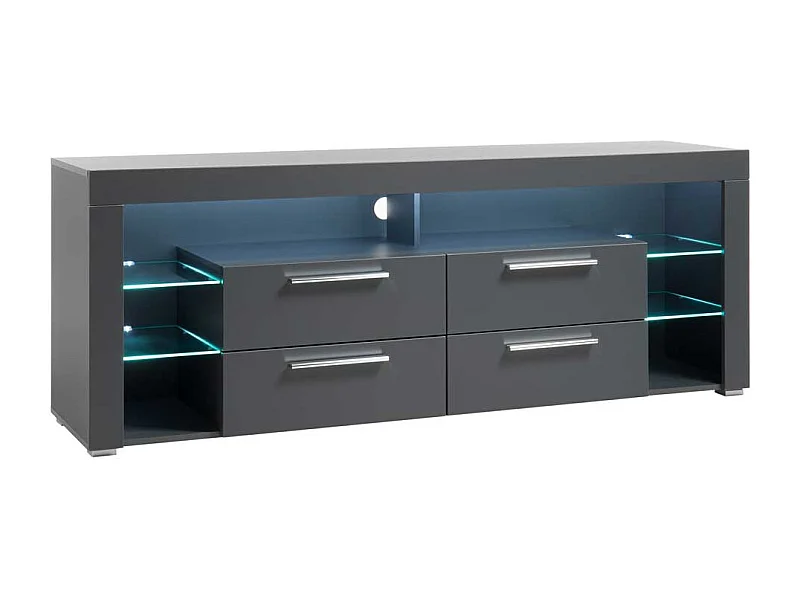 Fernsehunterschrank in Grau LED Beleuchtung und Schubladen