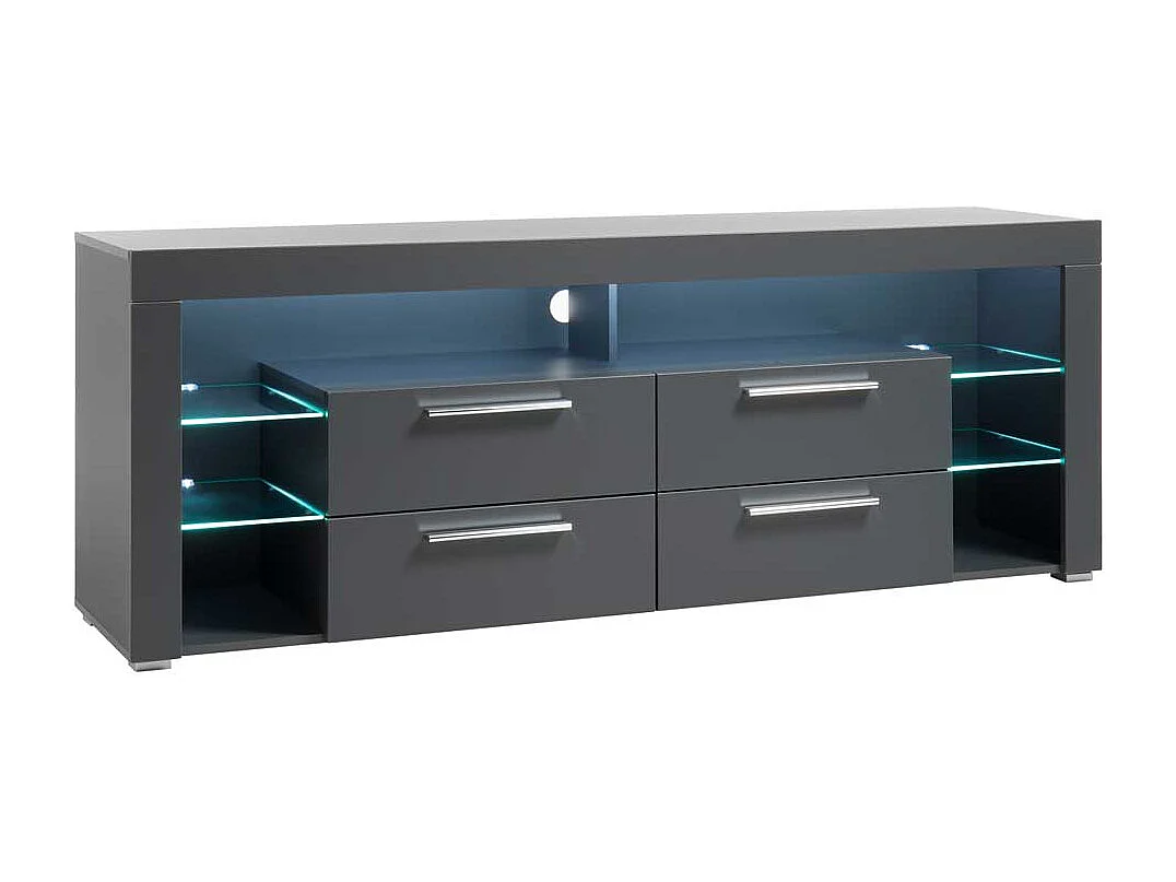 Fernsehunterschrank in Grau LED Beleuchtung und Schubladen