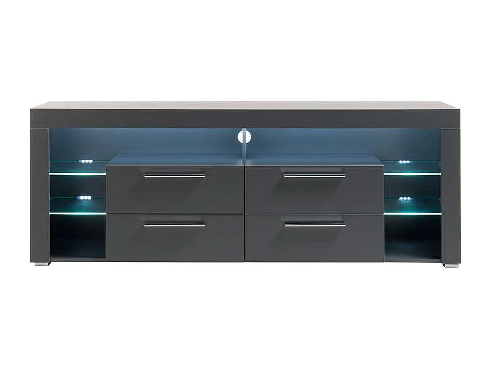 Fernsehunterschrank in Grau LED Beleuchtung und Schubladen