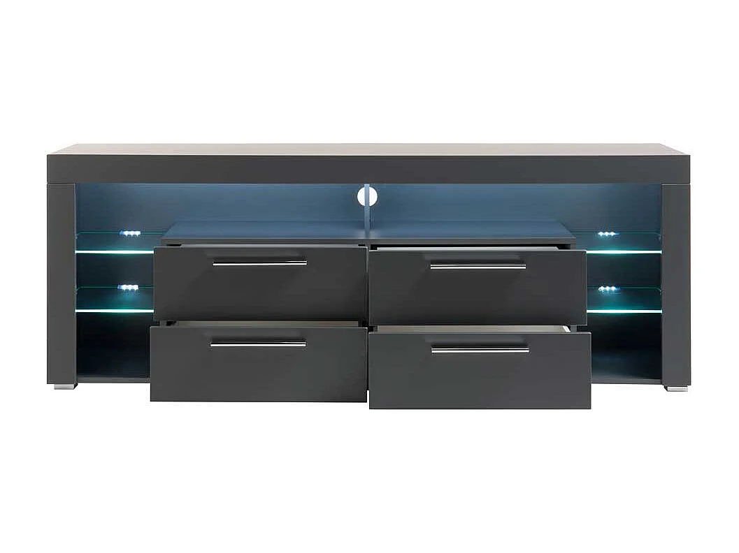 Fernsehunterschrank in Grau LED Beleuchtung und Schubladen