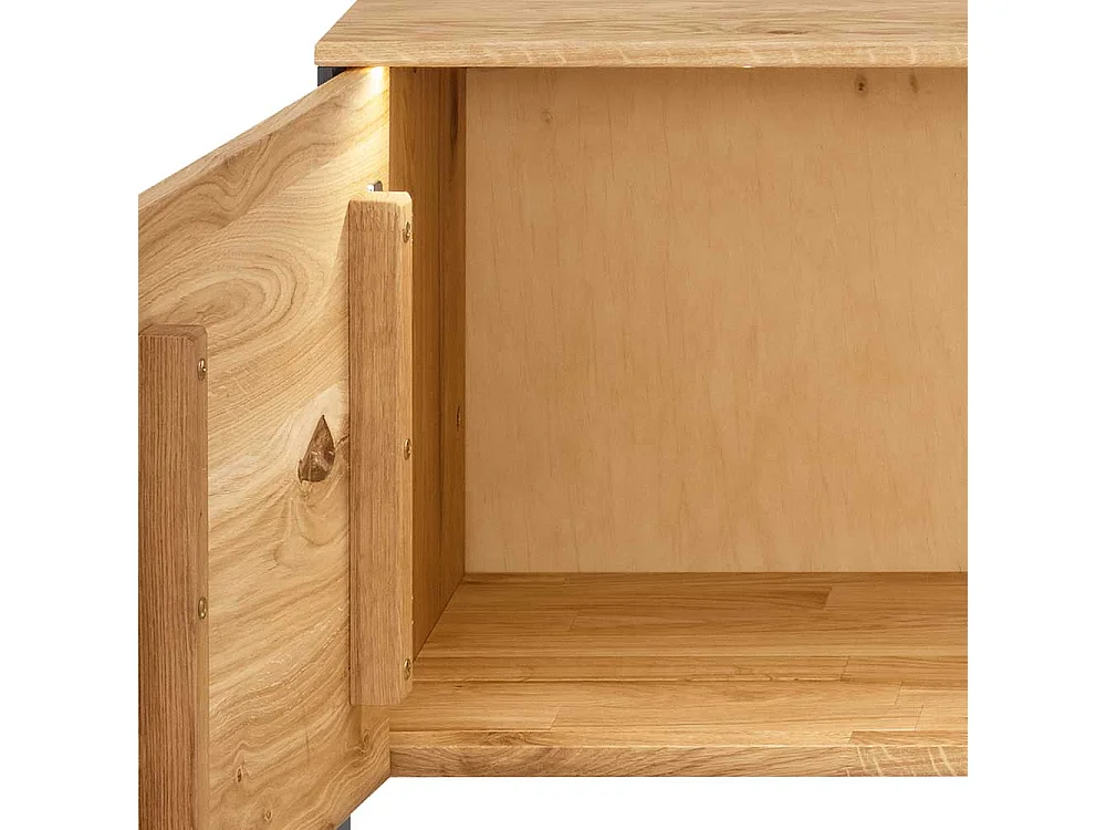 Fernseh Unterschrank massiv aus Wildeiche Massivholz LED Beleuchtung