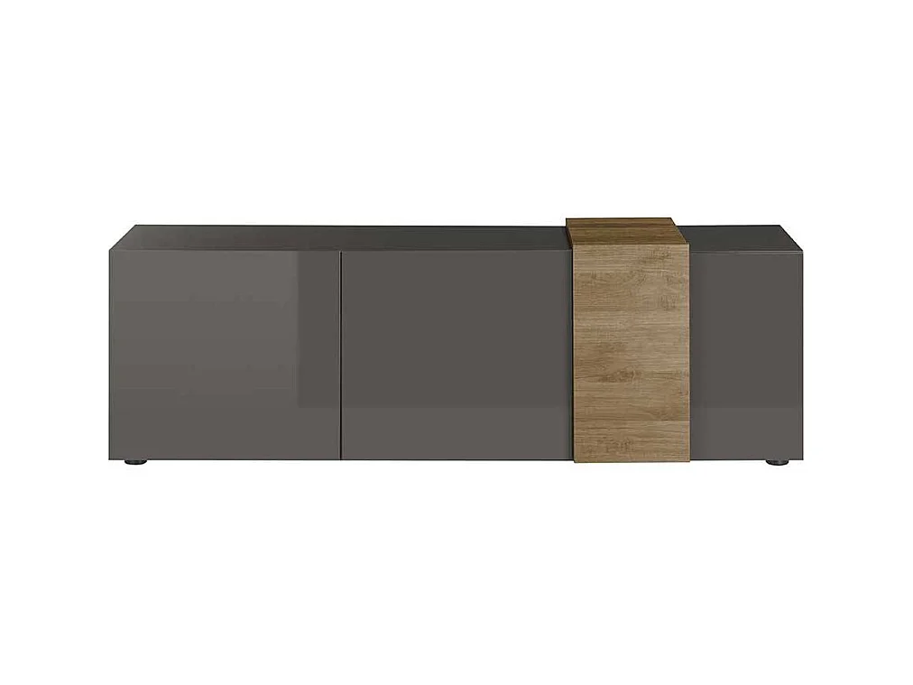 Flachstrecke Wohnzimmer in modernem Design Dunkelgrau & Eichefarben