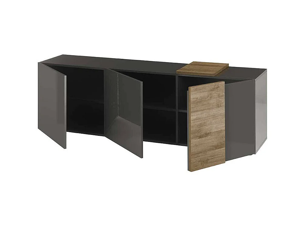 Flachstrecke Wohnzimmer in modernem Design Dunkelgrau & Eichefarben