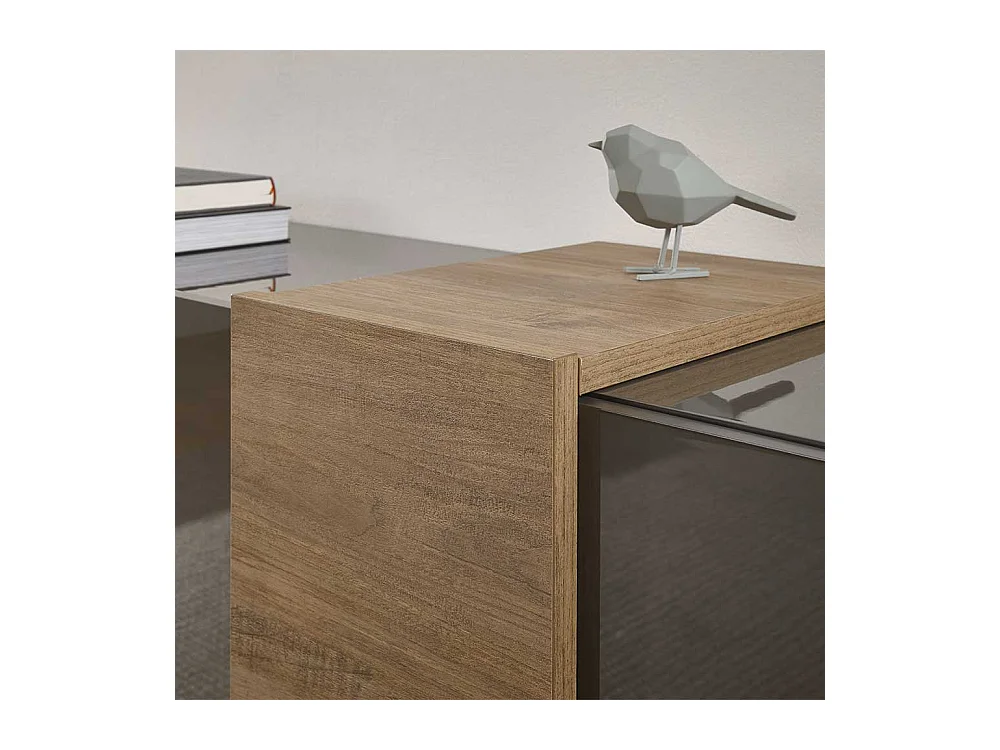 Flachstrecke Wohnzimmer in modernem Design Dunkelgrau & Eichefarben