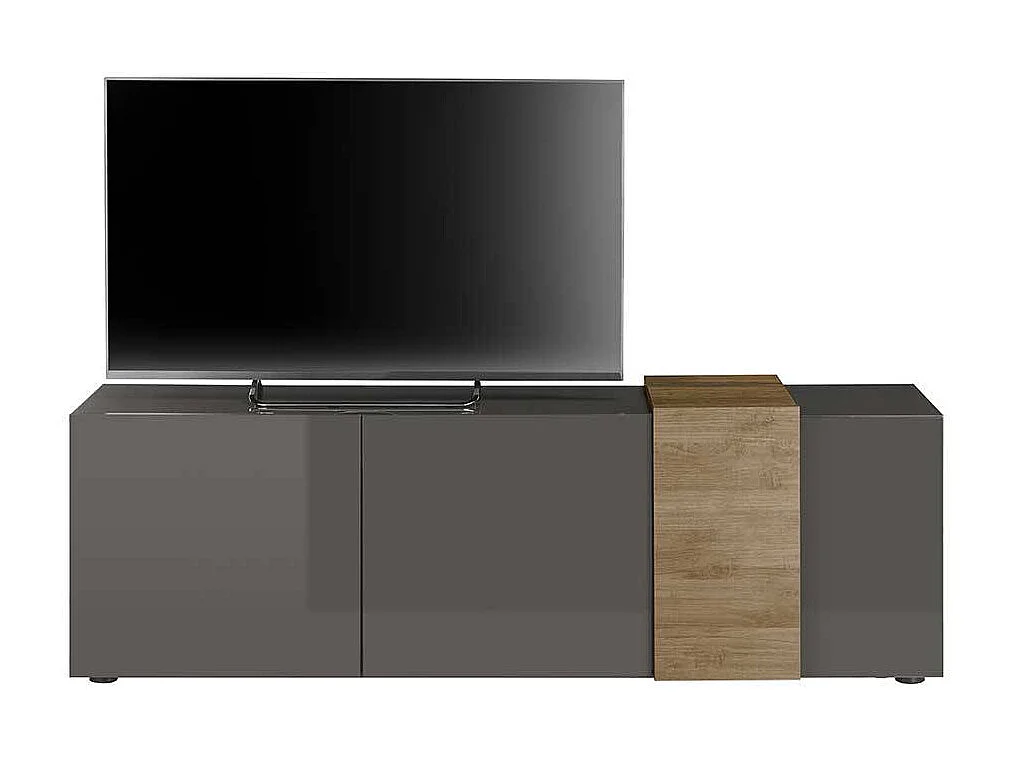 Flachstrecke Wohnzimmer in modernem Design Dunkelgrau & Eichefarben