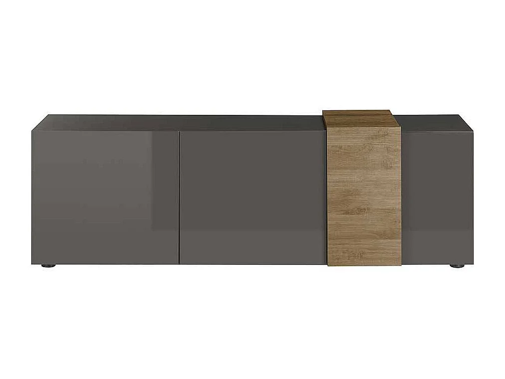 Flachstrecke Wohnzimmer in modernem Design Dunkelgrau & Eichefarben